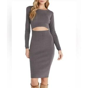 Vici X Fate Sweater Cutout Midi Dress | Womens XL, Gray NWT